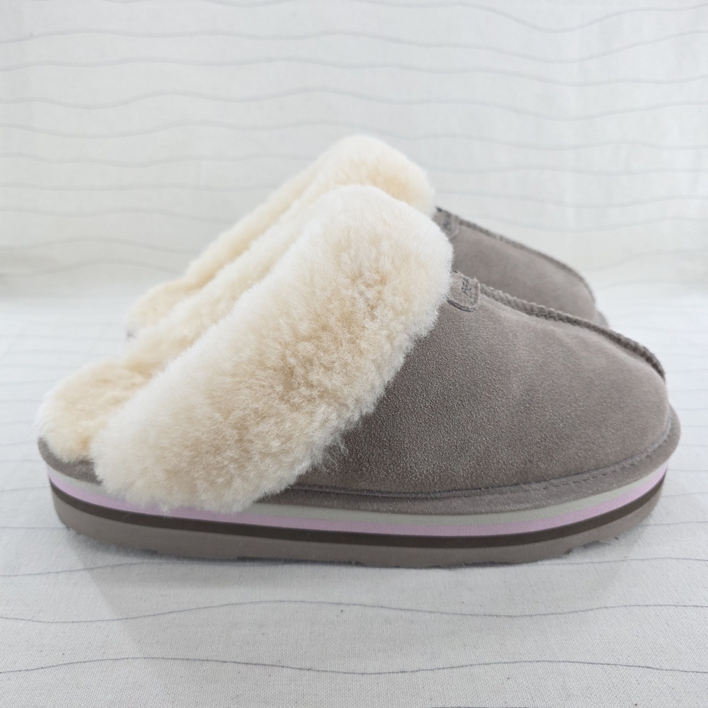 Bearpaw Womens Loki Platform Mule Clog Brown Suede Sheepskin Lining Size 12
